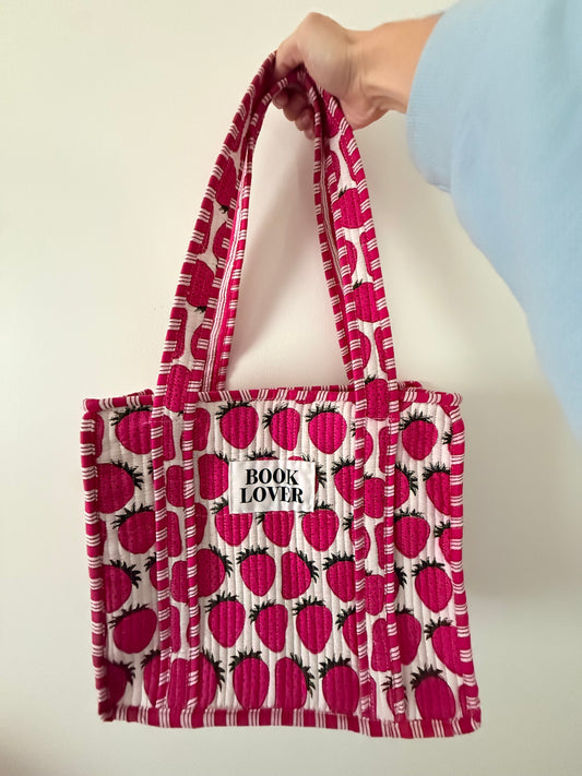 Strawberry Book Lover Tote Bag