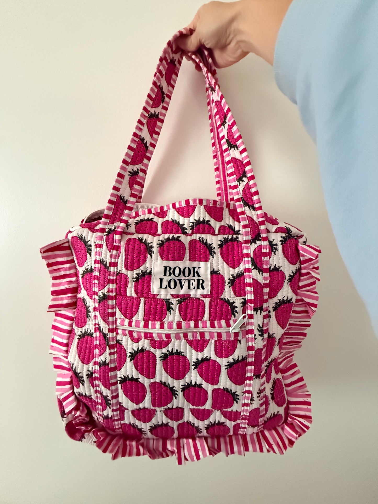 Strawberry Ruffle Book Lover Tote Bag